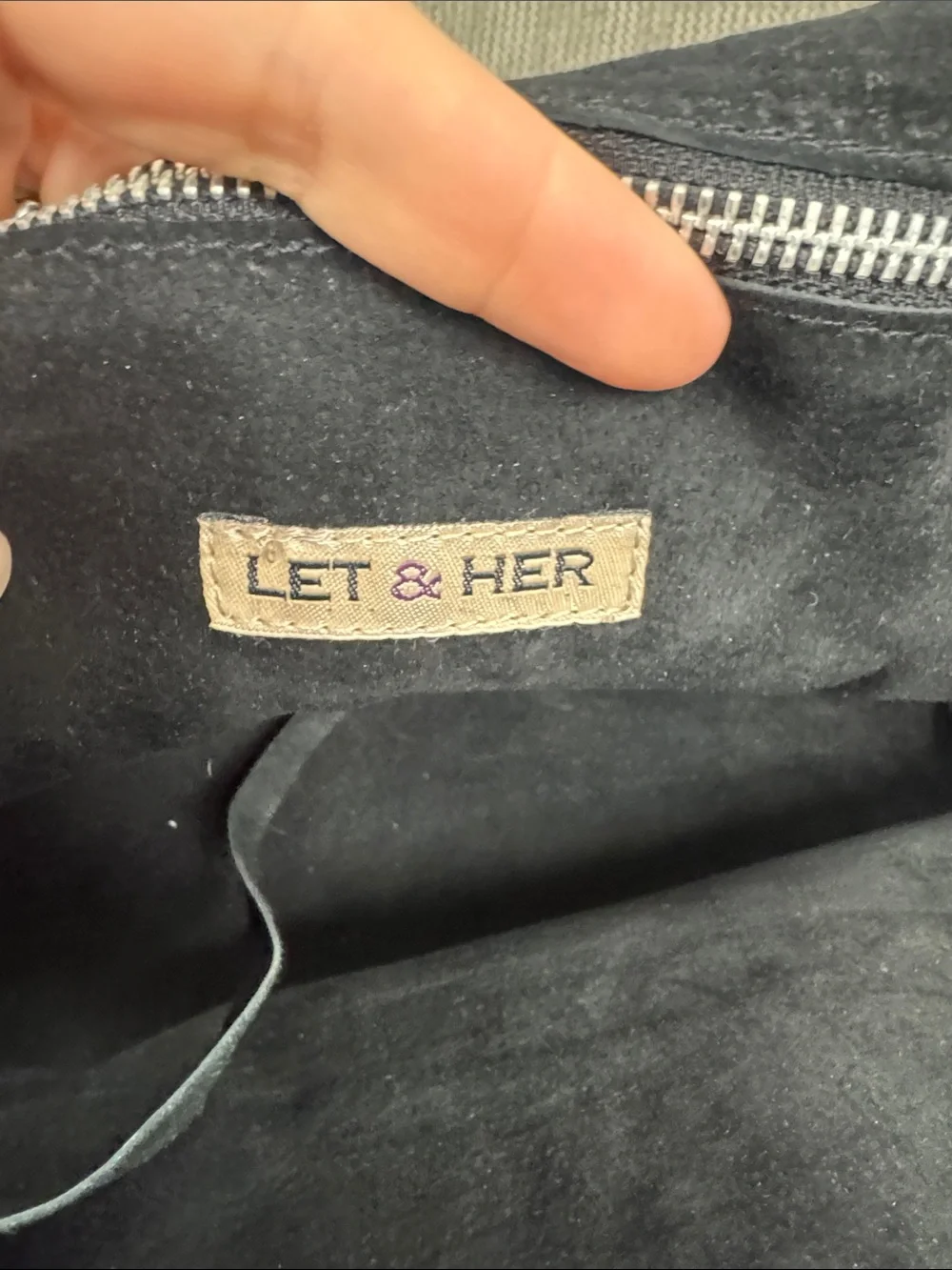 Let & Her Large Black Calfskin & Leather Large Satchel Bag